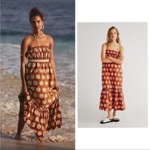 Free People Leanna Tube Cotton Printed Dress Size L